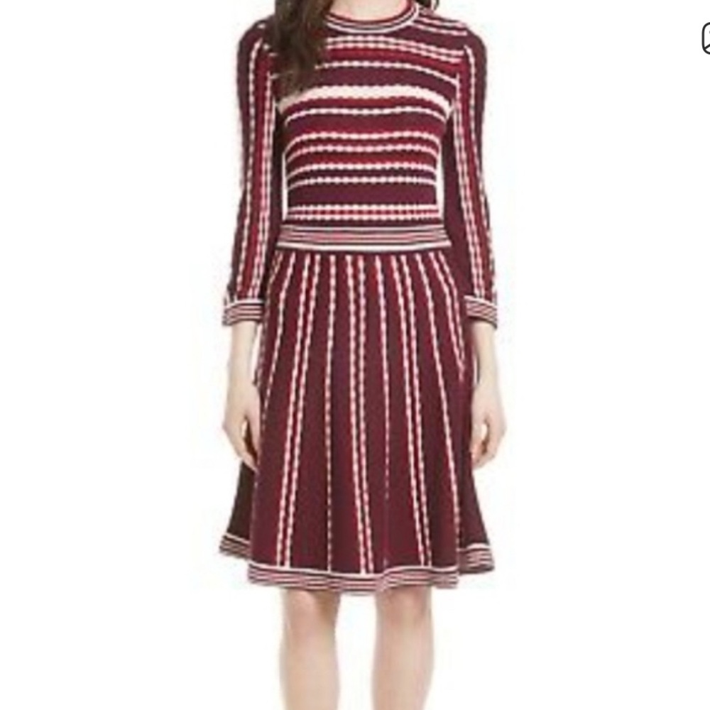 Kate Spade Knit Burgundy and White Dress